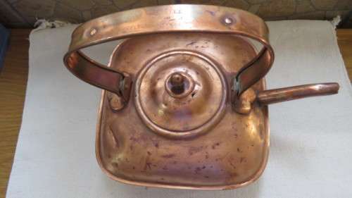 Rare Vintage Large 1920s Copper Square Kettle Tea Pot For Belling Electric Cooker 22 x 22 cm