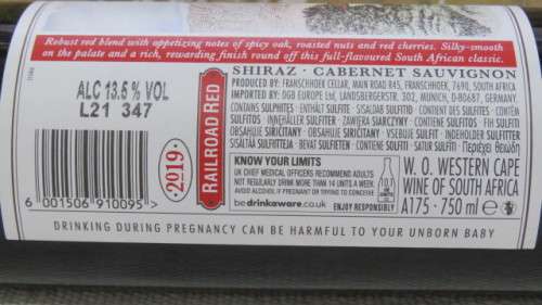 Sealed 750ml Bottle of Railroad Red 2019 Shiraz Cabernet Sauvignon