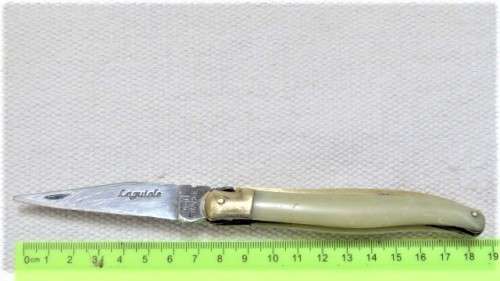 Vintage Genuine Laguiole 440 France Folding Knife Horn Tip Handle Brass Bolsters/Trim L: 18,5 cm