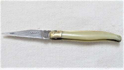 Vintage Genuine Laguiole 440 France Folding Knife Horn Tip Handle Brass Bolsters/Trim L: 18,5 cm