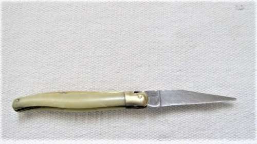 Vintage Genuine Laguiole 440 France Folding Knife Horn Tip Handle Brass Bolsters/Trim L: 18,5 cm
