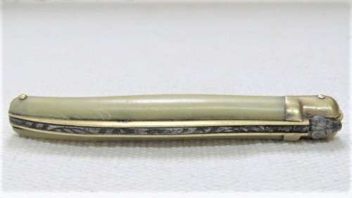 Vintage Genuine Laguiole 440 France Folding Knife Horn Tip Handle Brass Bolsters/Trim L: 18,5 cm
