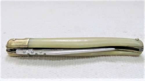 Vintage Genuine Laguiole 440 France Folding Knife Horn Tip Handle Brass Bolsters/Trim L: 18,5 cm