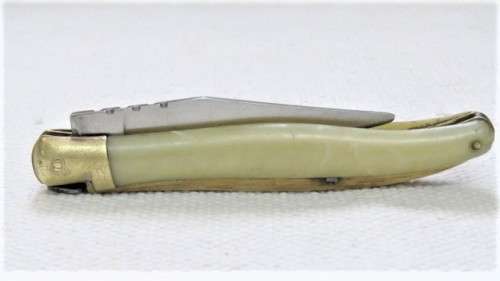 Vintage Genuine Laguiole 440 France Folding Knife Horn Tip Handle Brass Bolsters/Trim L: 18,5 cm