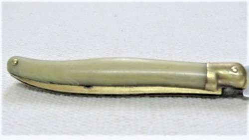 Vintage Genuine Laguiole 440 France Folding Knife Horn Tip Handle Brass Bolsters/Trim L: 18,5 cm