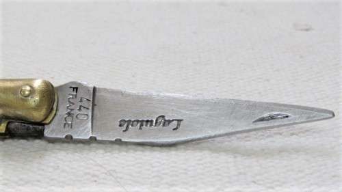 Vintage Genuine Laguiole 440 France Folding Knife Horn Tip Handle Brass Bolsters/Trim L: 18,5 cm