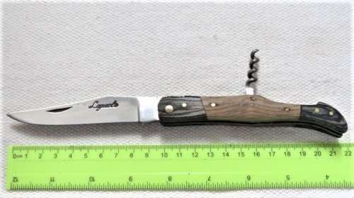 Fantastic Vintage `Laguiole` Folding Knife With Corkscrew Two Tone Wood Handle L: 22 cm