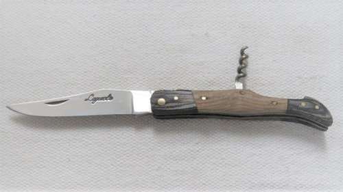 Fantastic Vintage `Laguiole` Folding Knife With Corkscrew Two Tone Wood Handle L: 22 cm