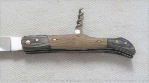 Fantastic Vintage `Laguiole` Folding Knife With Corkscrew Two Tone Wood Handle L: 22 cm