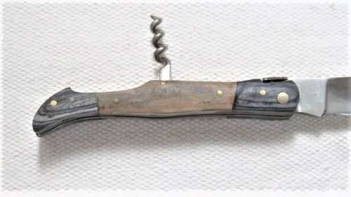 Fantastic Vintage `Laguiole` Folding Knife With Corkscrew Two Tone Wood Handle L: 22 cm