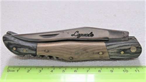 Fantastic Vintage `Laguiole` Folding Knife With Corkscrew Two Tone Wood Handle L: 22 cm