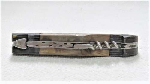 Fantastic Vintage `Laguiole` Folding Knife With Corkscrew Two Tone Wood Handle L: 22 cm