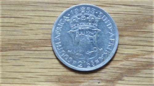 Union of South Africa Silver 1953 2 1/2 Shillings Coin 13.9 g