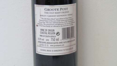 Sealed 750ml Bottle of The Old Man`s Blend Merlot Cabernet Sauvignon Shiraz 2021 Groote Post