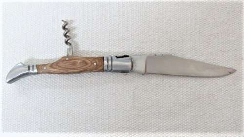 Awesome Vintage `Laguiole 440` Folding Knife With Corkscrew and Wood Handle L: 22 cm