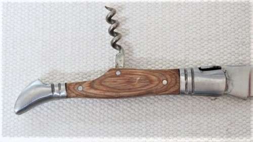 Awesome Vintage `Laguiole 440` Folding Knife With Corkscrew and Wood Handle L: 22 cm