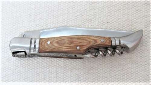 Awesome Vintage `Laguiole 440` Folding Knife With Corkscrew and Wood Handle L: 22 cm