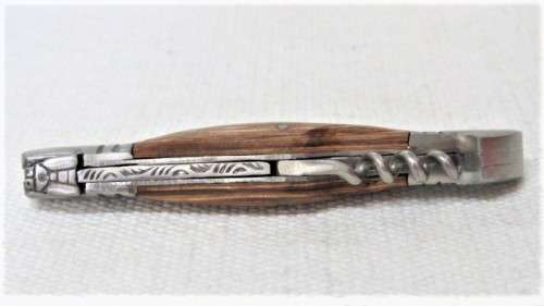 Awesome Vintage `Laguiole 440` Folding Knife With Corkscrew and Wood Handle L: 22 cm