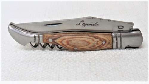Awesome Vintage `Laguiole 440` Folding Knife With Corkscrew and Wood Handle L: 22 cm
