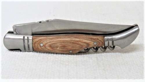 Awesome Vintage `Laguiole 440` Folding Knife With Corkscrew and Wood Handle L: 22 cm
