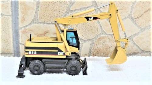 Vintage Germany NZG 1995 Caterpillar Cat M318 Mobile Excavator #405 No Box Scale 1:50 L: 130 mm