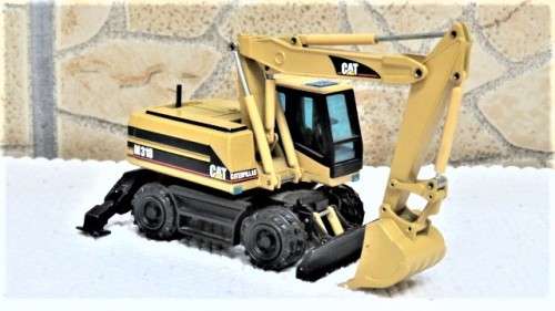 Vintage Germany NZG 1995 Caterpillar Cat M318 Mobile Excavator #405 No Box Scale 1:50 L: 130 mm