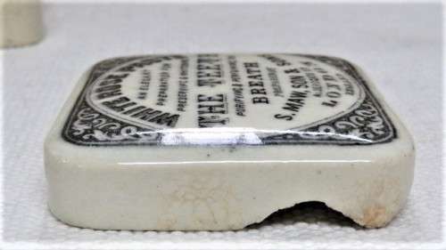 Antique 1880`s S. Maw, Son & Sons White Rose Paste Ironstone British Toothpaste Pot 65 x 65 mm
