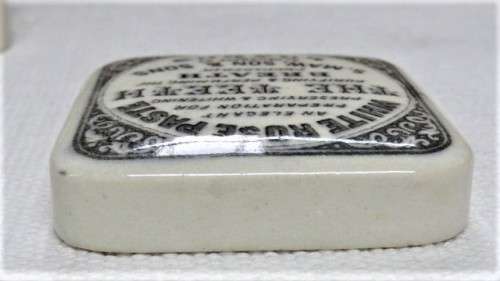 Antique 1880`s S. Maw, Son & Sons White Rose Paste Ironstone British Toothpaste Pot 65 x 65 mm