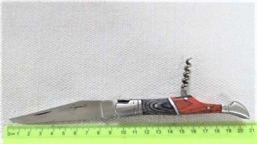 Awesome Vintage `Laguiole` Folding Knife With Corkscrew Two Tone Wood Handle L: 20,5 cm
