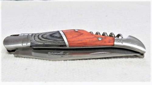 Awesome Vintage `Laguiole` Folding Knife With Corkscrew Two Tone Wood Handle L: 20,5 cm