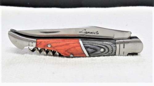 Awesome Vintage `Laguiole` Folding Knife With Corkscrew Two Tone Wood Handle L: 20,5 cm