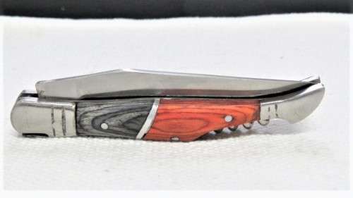Awesome Vintage `Laguiole` Folding Knife With Corkscrew Two Tone Wood Handle L: 20,5 cm