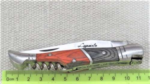 Awesome Vintage `Laguiole` Folding Knife With Corkscrew Two Tone Wood Handle L: 20,5 cm
