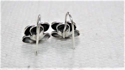 Gorgeous Vintage Sterling Silver Rose Dangle Earrings L: 20 mm (3.8 g)