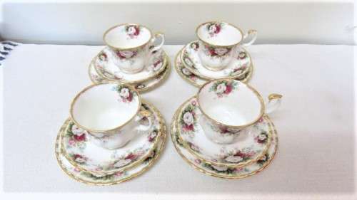 Four Beautiful Vintage Royal Albert Bone China `Celebration` Trios BIDDING PER ITEM