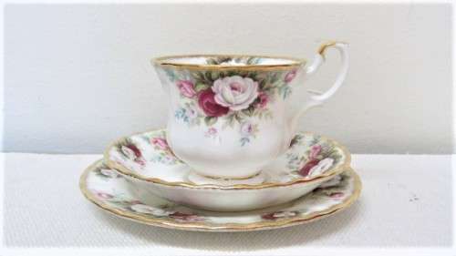 Four Beautiful Vintage Royal Albert Bone China `Celebration` Trios BIDDING PER ITEM