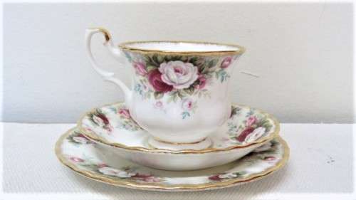 Four Beautiful Vintage Royal Albert Bone China `Celebration` Trios BIDDING PER ITEM