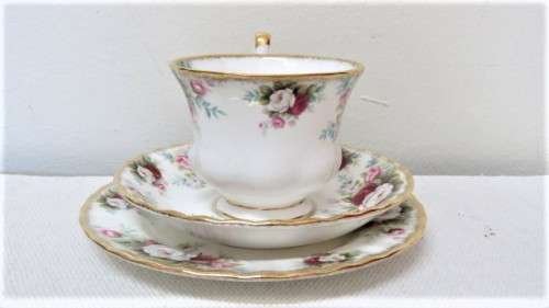 Four Beautiful Vintage Royal Albert Bone China `Celebration` Trios BIDDING PER ITEM