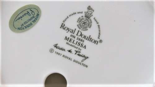 Vintage Royal Doulton Bone China Hand Made & Hand Decorated `Melissa` HN 3885 Figurine H: 215 mm