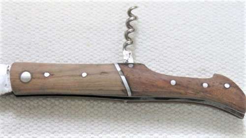 Wonderful Vintage Unbranded Folding Knife With Corkscrew And Two Tone Wood Handle L: 220 mm