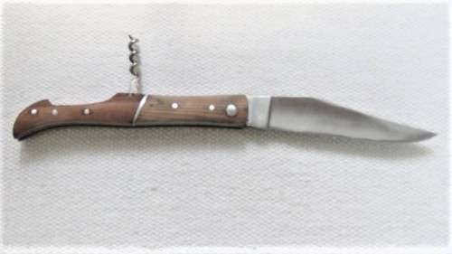 Wonderful Vintage Unbranded Folding Knife With Corkscrew And Two Tone Wood Handle L: 220 mm