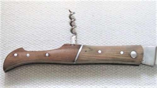 Wonderful Vintage Unbranded Folding Knife With Corkscrew And Two Tone Wood Handle L: 220 mm