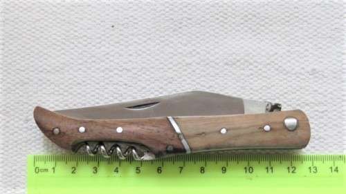 Wonderful Vintage Unbranded Folding Knife With Corkscrew And Two Tone Wood Handle L: 220 mm