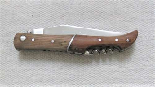 Wonderful Vintage Unbranded Folding Knife With Corkscrew And Two Tone Wood Handle L: 220 mm