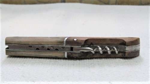 Wonderful Vintage Unbranded Folding Knife With Corkscrew And Two Tone Wood Handle L: 220 mm
