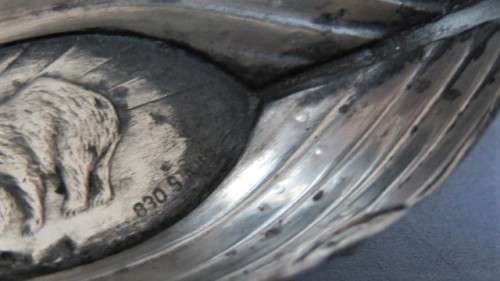 Two Lovely Vintage Norwegian .830 Silver Viking Boat Salt Pots Clear Glass Liners 45 x 90 mm 25 g