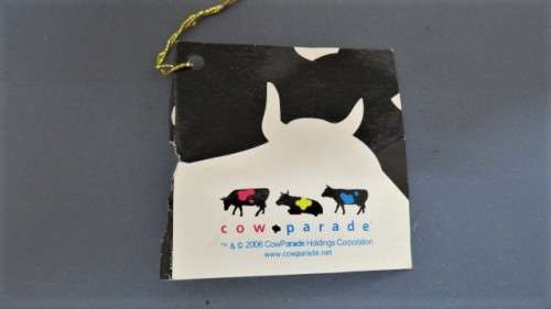 Superb Vintage CowParade Boston 2006 `Chillies Con Carne` Large Hand Painted Ceramic Cow H: 20 cm