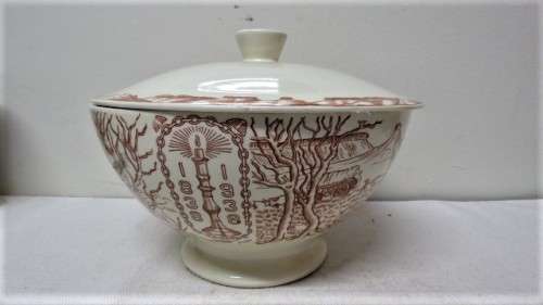 Rare Large Vintage 1838-1938 Voortrekker Footed Bowl With Lid NV de Sphinx Holland 14 x 25 cm