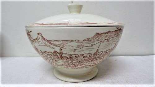 Rare Large Vintage 1838-1938 Voortrekker Footed Bowl With Lid NV de Sphinx Holland 14 x 25 cm