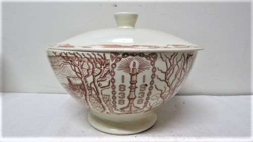 Rare Large Vintage 1838-1938 Voortrekker Footed Bowl With Lid NV de Sphinx Holland 14 x 25 cm